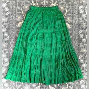 Max Studio Green Pheasant A-Line Maxi Skirt